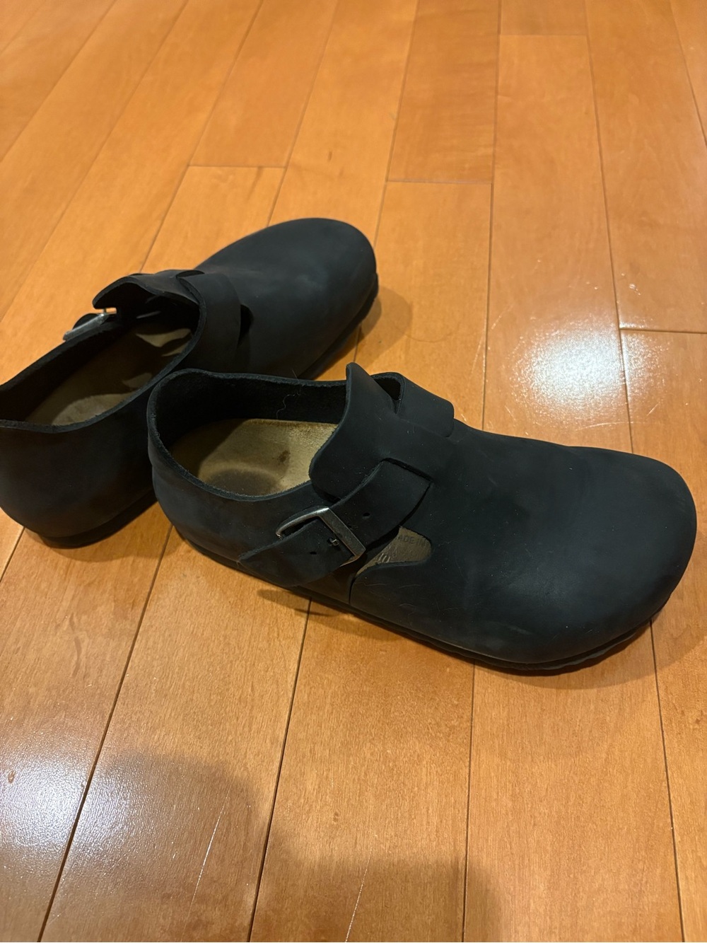 Womans Black Slip-On Buckle Clog - London